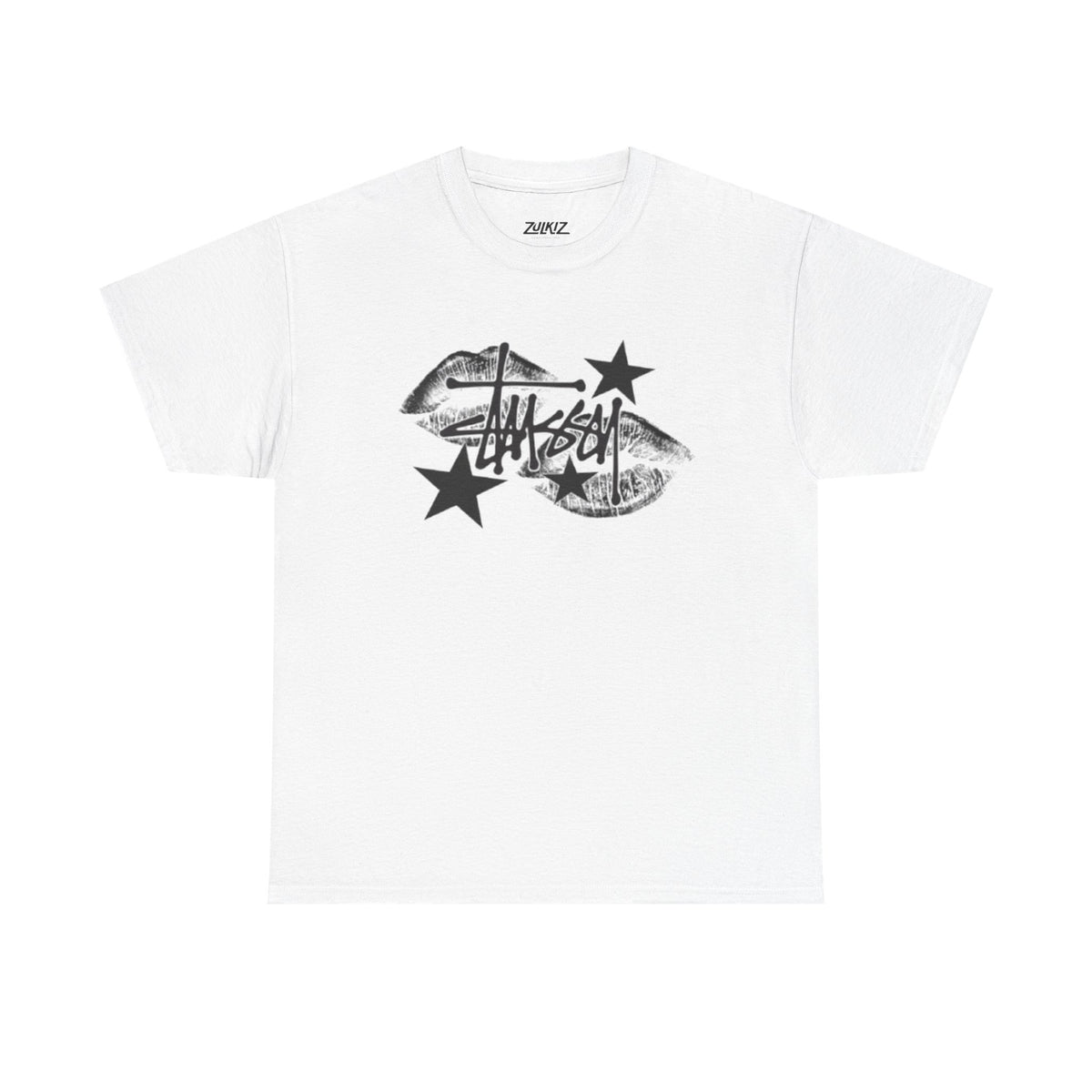 Kissed Graphic Tee — Lip Print & Stars Streetwear Shirt