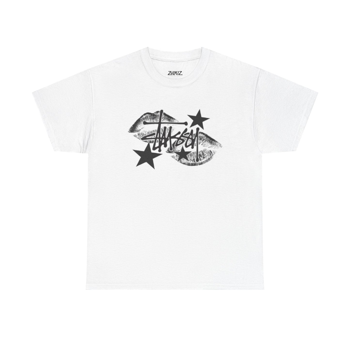 Kissed Graphic Tee — Lip Print & Stars Streetwear Shirt