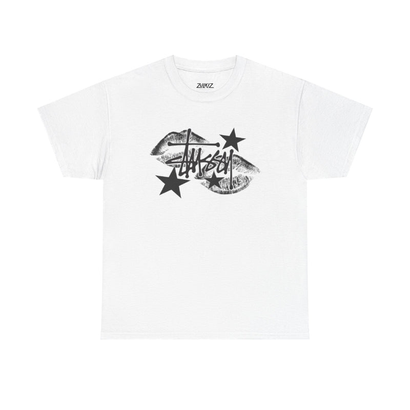 Kissed Graphic Tee — Lip Print & Stars Streetwear Shirt